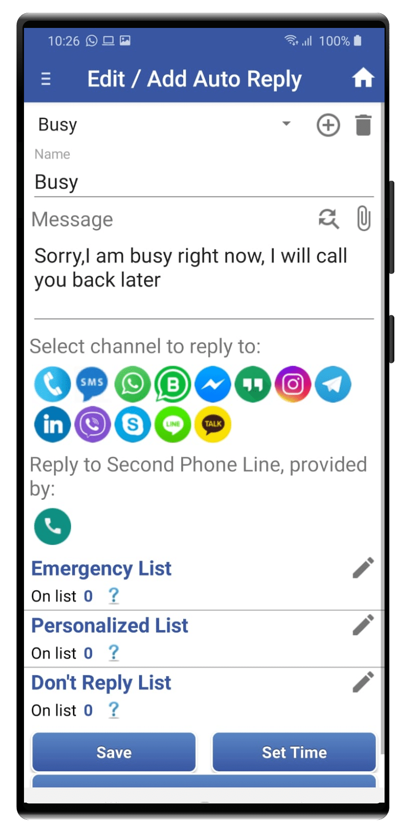 Calls / SMS Auto Reply Android App