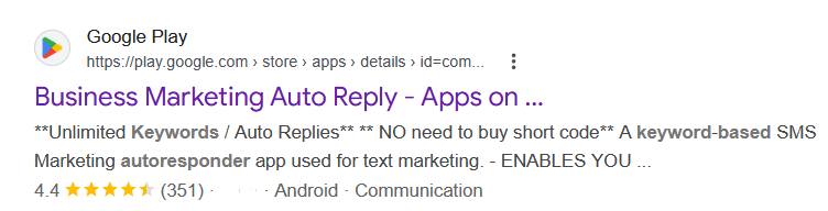 Google Play Keyword Based sms automation
