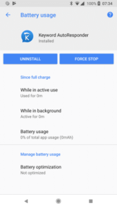 Battery Optimization set to “Not Optimized”