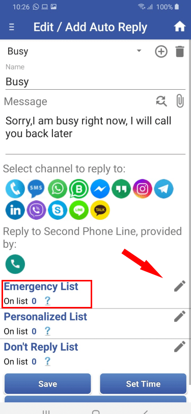 1. Edit Emergency List