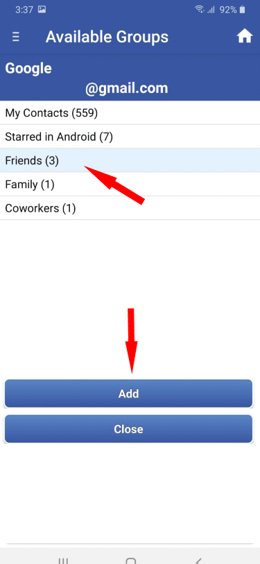 4. Choose Group of Contacts