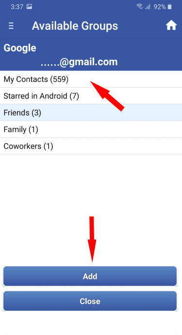 2. Choose Group of Contacts