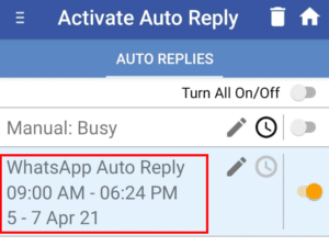 WhatsApp Auto Reply Message