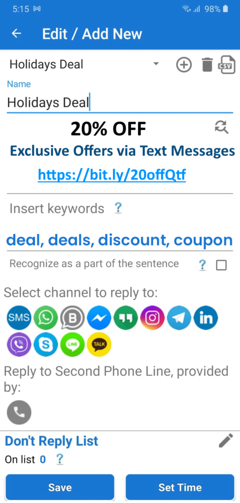 SMS Marketing Auto Reply