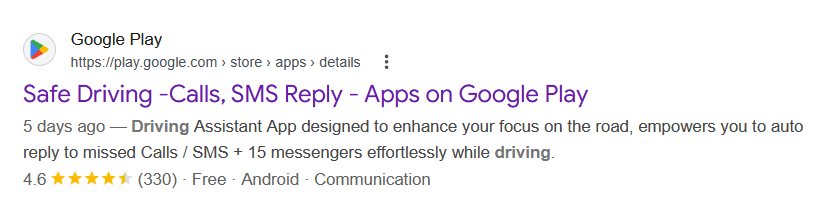 Safe Driving on Google Play