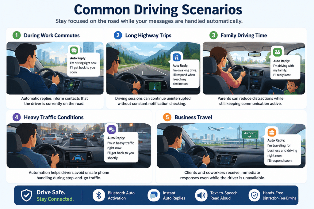 Safe Driving Auto Reply 2 Safe driving auto reply scenarios - Automatically reply to calls and messages