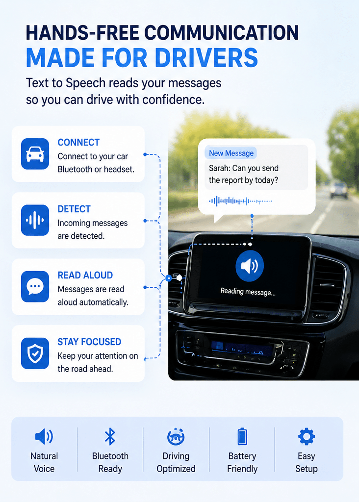 Text-to-Speech for Driving 2 How Text to Speech for Driving Works -smart hands-free communication